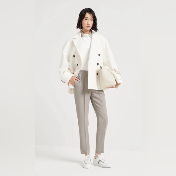 BRUNELLO CUCINELLI Cady Tailored Jogger Trouser Pants Sz US 6 Silk Acetate Crepe